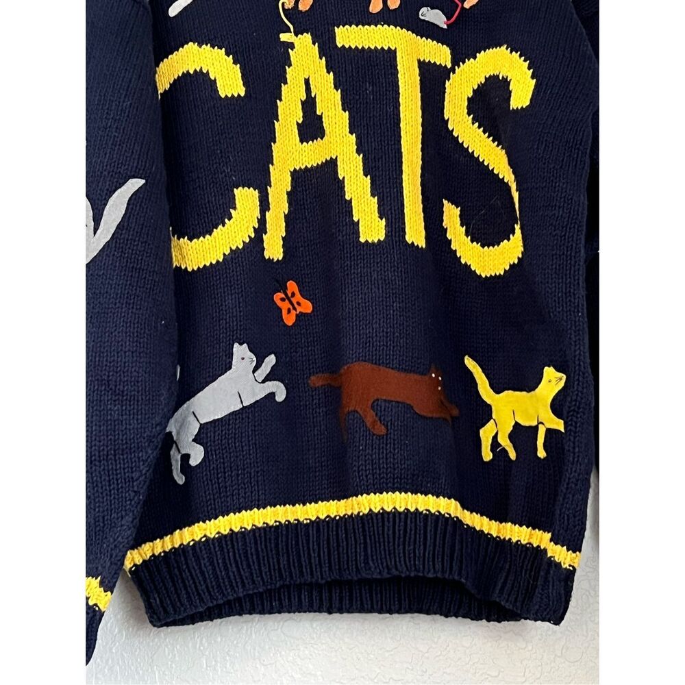 Cotton Salsa Knit Sweater Button Up Cats Knit L Women's kitty kitten chunky knit - Picture 3 of 5